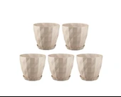 Omnipazar SO-KRT2 Dekoratif Kristal Saksı Takımı 1.15 lt Kirli Beyaz 5 Adet - 1