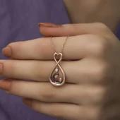 Gümüş Rose Sonsuz Kalpli Anne Çocuk Kolyesi thumbnail 3