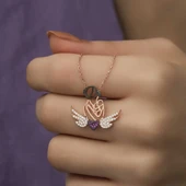 Gümüş Rose Kalpli Anne Ve Çocuk Kolye thumbnail 2