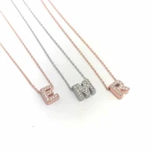 Gümüş Rose 3 Boyutlu Nazarlı Harf Bayan Kolye thumbnail 3