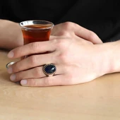 Gümüş Siyah Zirkon Taşlı Erkek Yüzük thumbnail 2