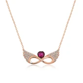 ​Gümüş Rose Kanatlı Sonsuz Kalp Kolye thumbnail 1