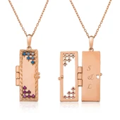 ​Gümüş Rose Kapaklı Kişiye Özel Kolye thumbnail 1