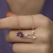 ​Gümüş Rose Anne Ve Yavru Kuş Bayan Kolye thumbnail 5