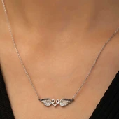 Gümüş Kanatlı Kalp Kolye thumbnail 2