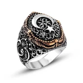 Gümüş Ay Yıldız Erkek Yüzük thumbnail 1