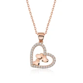 Gümüş Rose Kalbin İçinde Üç Kalp Kolye thumbnail 1