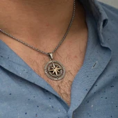 Gümüş Pusula Unisex Kolye thumbnail 3