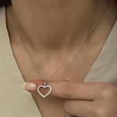 Gümüş Kalp Bayan Kolye thumbnail 5