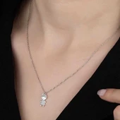 Swarovski Taşlı Gümüş Çocuk Bayan Kolye thumbnail 2