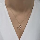Gümüş Rose Sonsuzluk Kelebek Kadın Kolye thumbnail 2