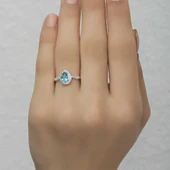 Gümüş Turkuaz Damla Taşlı Kadın Yüzük thumbnail 4