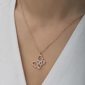 Gümüş Rose Sonsuzluk Kelebek Kadın Kolye thumbnail 4