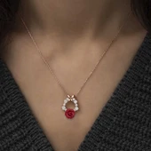 ​​Gümüş Rose Kırmızı Gül Kolye - 2