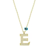 Gümüş Nazar Gold E Harfi Kadın Kolye thumbnail 1