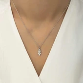 Gümüş Çiğ Damlası Tektaş Bayan Kolye thumbnail 2