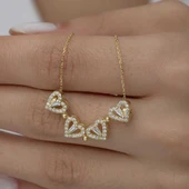 Gümüş Gold Kalpli Açılabilen Yonca Kadın Kolye thumbnail 3