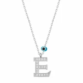 Gümüş Nazar Rodyum E Harfi Kadın Kolye thumbnail 1