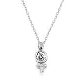 Gümüş Çiğ Damlası Yuvarlak Tektaş Bayan Kolye thumbnail 1