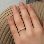 ​​Gümüş Gold Sıralı Baget Taşlı Bayan Yüzük thumbnail 2