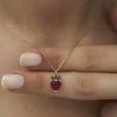 ​Gümüş Rose Çilek Figür Meyve Kolye thumbnail 3