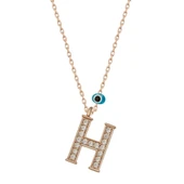 Gümüş Nazar Rose H Harfi Kadın Kolye thumbnail 1