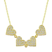 Gümüş Gold Kalpli Açılabilen Yonca Kadın Kolye thumbnail 3