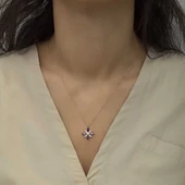 Gümüş Rose Mor Taşlı Umut Çiçeği Kolye thumbnail 2