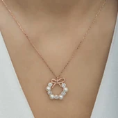 Gümüş Rose İnci Kurdele Kadın Kolye thumbnail 4