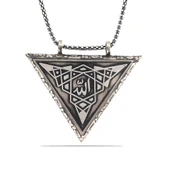 Gümüş Üçgen İçi Açılabilen Allah Muskalık Kolye thumbnail 1