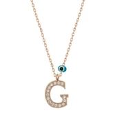 Gümüş Nazar Rose G Harfi Kadın Kolye thumbnail 1