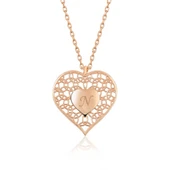​Gümüş Rose Kişiye Özel Kalbin İçinde Kalp Bayan Kolye thumbnail 1