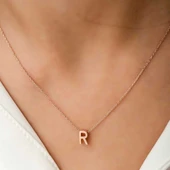 Gümüş Rose 3 Boyutlu R Harf Bayan Kolye thumbnail 2