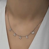 ​Gümüş Annem Yazılı Bayan Kolye thumbnail 4