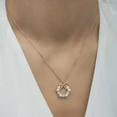 Gümüş Rose İnci Kurdele Kadın Kolye thumbnail 3