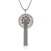 Gümüş Telkari Yakut Zümrüt Renkli Taşlı Kadın Kolye - 1