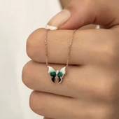 Gümüş Rose Minimal Kelebek Bayan Kolye thumbnail 5