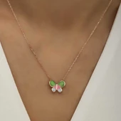 Gümüş Rose Minimal Kelebek Bayan Kolye thumbnail 3