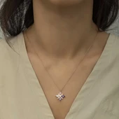 Gümüş Rose Mix Taşlı Umut Çiçeği Kolye thumbnail 2