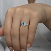 Gümüş Turkuaz Damla Taşlı Kadın Yüzük thumbnail 2