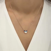 Gümüş Rose Minimal Kelebek Bayan Kolye thumbnail 3