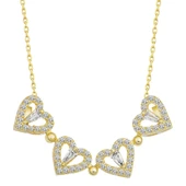 Gümüş Gold Kalpli Açılabilen Yonca Kadın Kolye thumbnail 4