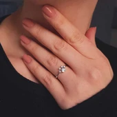 Gümüş Beyaz Kedi Patisi Yüzük thumbnail 3