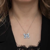 Gümüş Nazarlı Kelebek Kadın Kolye thumbnail 4