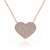 Gümüş Rose Kalp Kadın Kolye thumbnail 1