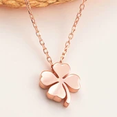 Gümüş Rose Dört Yapraklı Yonca Kadın Kolye thumbnail 1