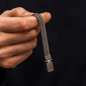 Gümüş Oksitli Desenli Erkek Bileklik - 8