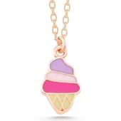 Gümüş Rose Renkli Dondurma Kadın kolye thumbnail 1