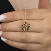 Gümüş Rose 4 Katman Lotus Çiçeği Kadın Kolye thumbnail 2