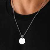 Gümüş Yuvarlak Plaka Kolye thumbnail 2